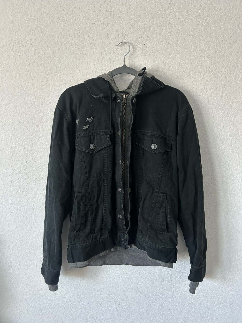 Fox Racing Deluxe Limited Edition Hooded Denim Jacket Black Grey Medium M